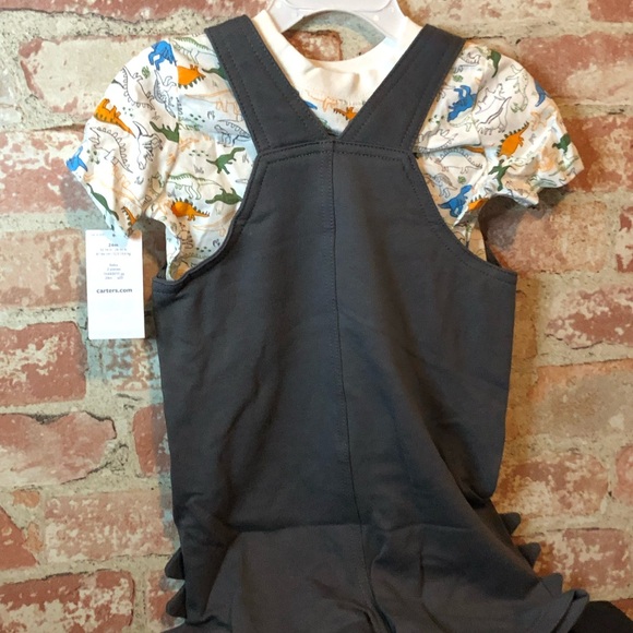 Carter's Baby Boys 2-Piece Dinosaur Tee & French Terry Shortall Set - 18 mo - Picture 2 of 8